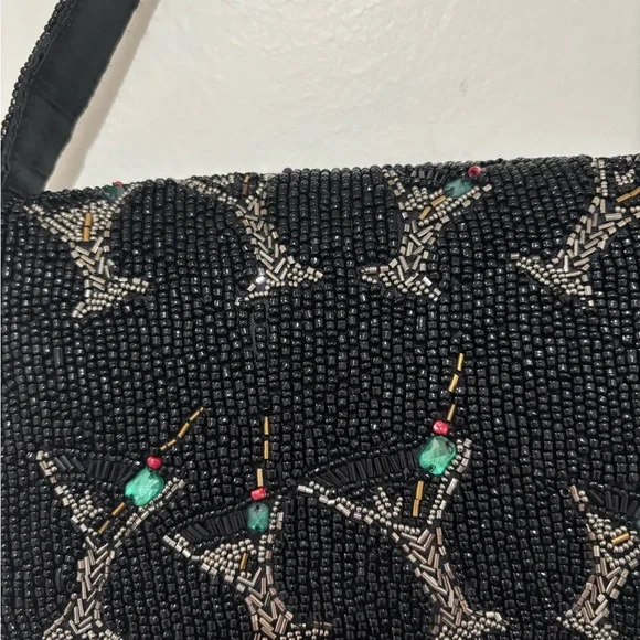 Viral Beaded Black Martini Cocktail Clutch Shoulder Bag - Picture 8 of 13